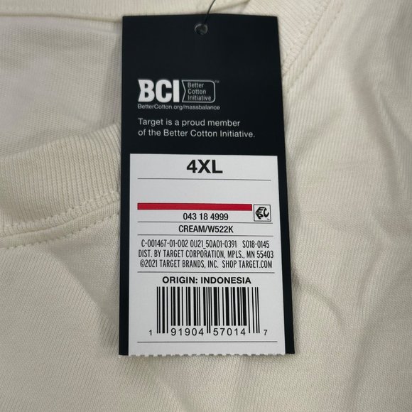 BCI Original Use Men's Size 4XL Short Sleeve Tee Shirt Cream New With Tags - Picture 4 of 12